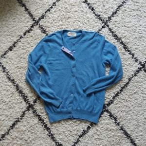 Pringle of Scotland blue cashmere cardigan sweater